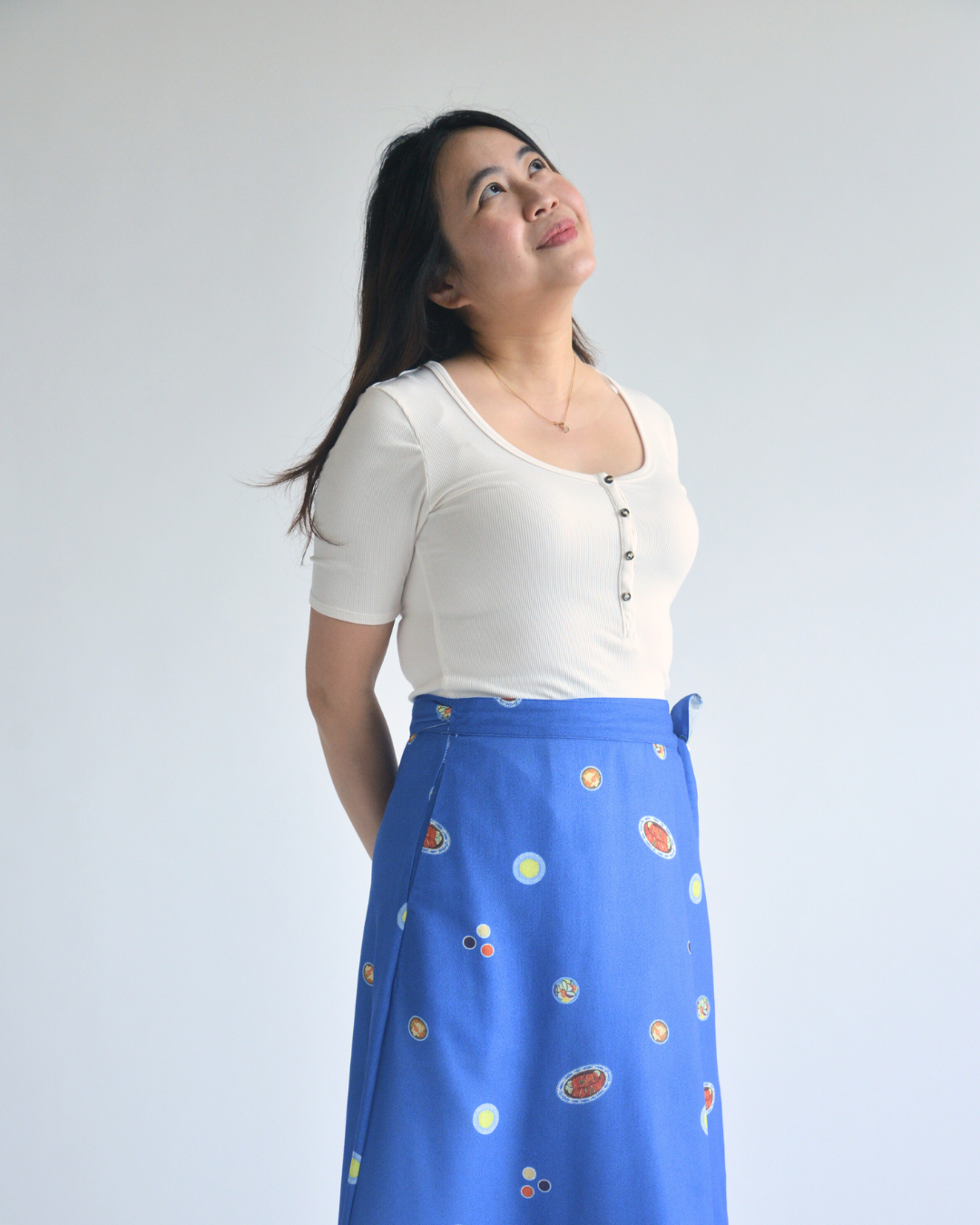 Chicken Rice Reversible Wrap Skirt