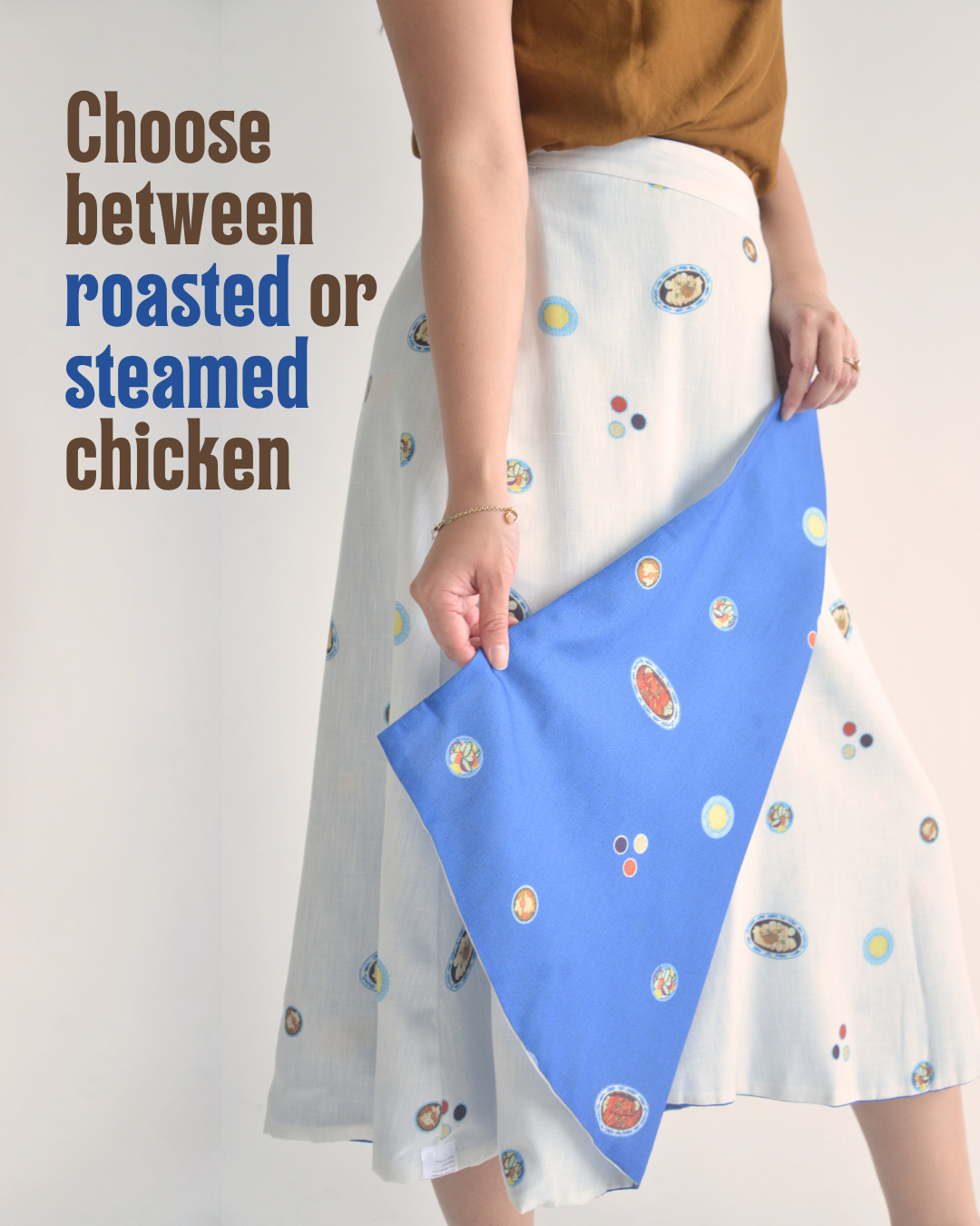 Chicken Rice Reversible Wrap Skirt